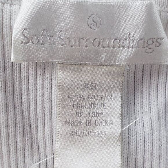 Soft Surroundings Ribbed Embroidered Top Size XS Off The Shoulder Boho Floral - Picture 7 of 7